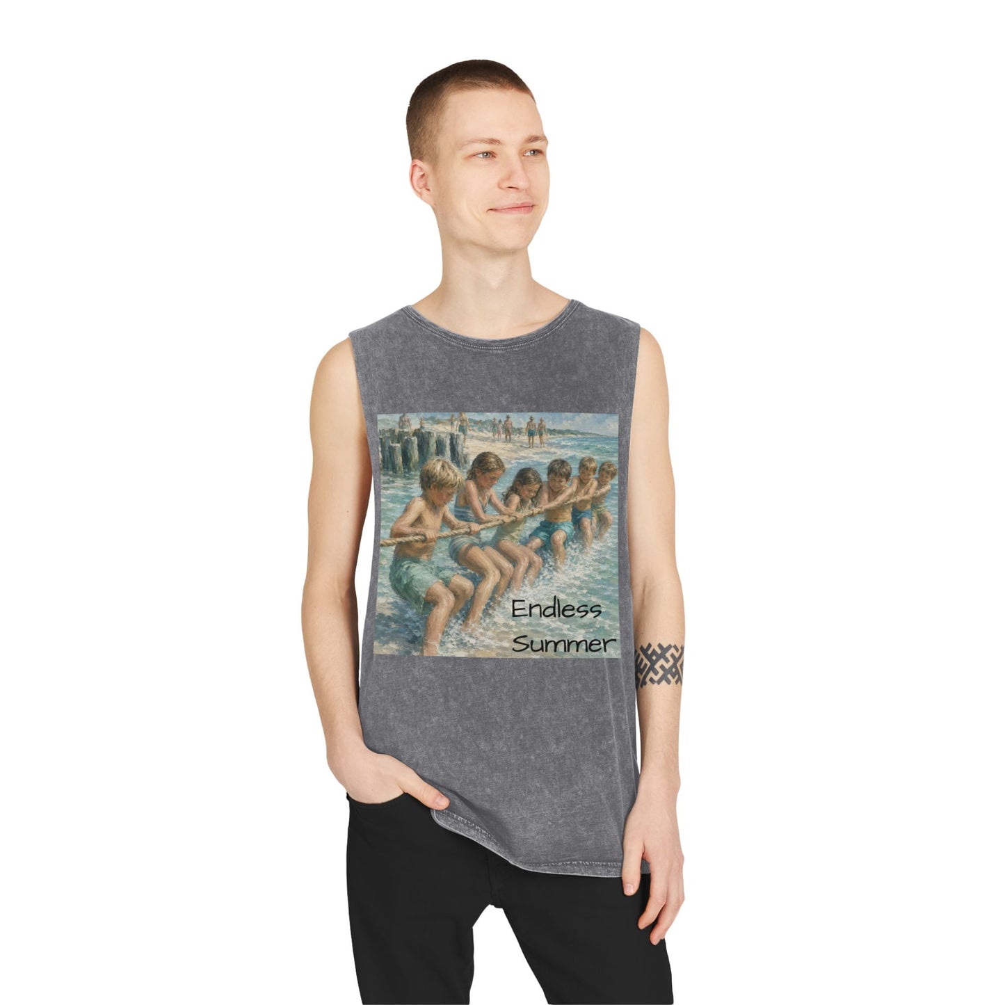 HSL Vintage Beach Tank Top — "I Hear You Call To Me" Stonewash Sleeveless Tee