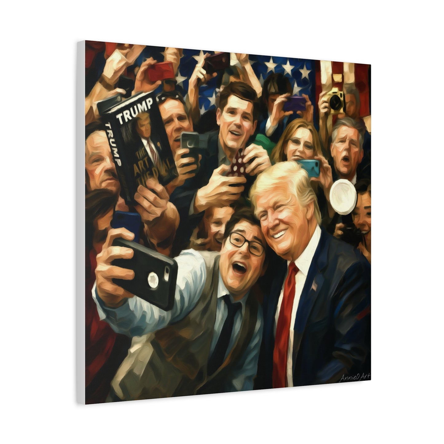 Trump Patriotic Crowd Selfie Canvas - Stretched Matte Wall Art