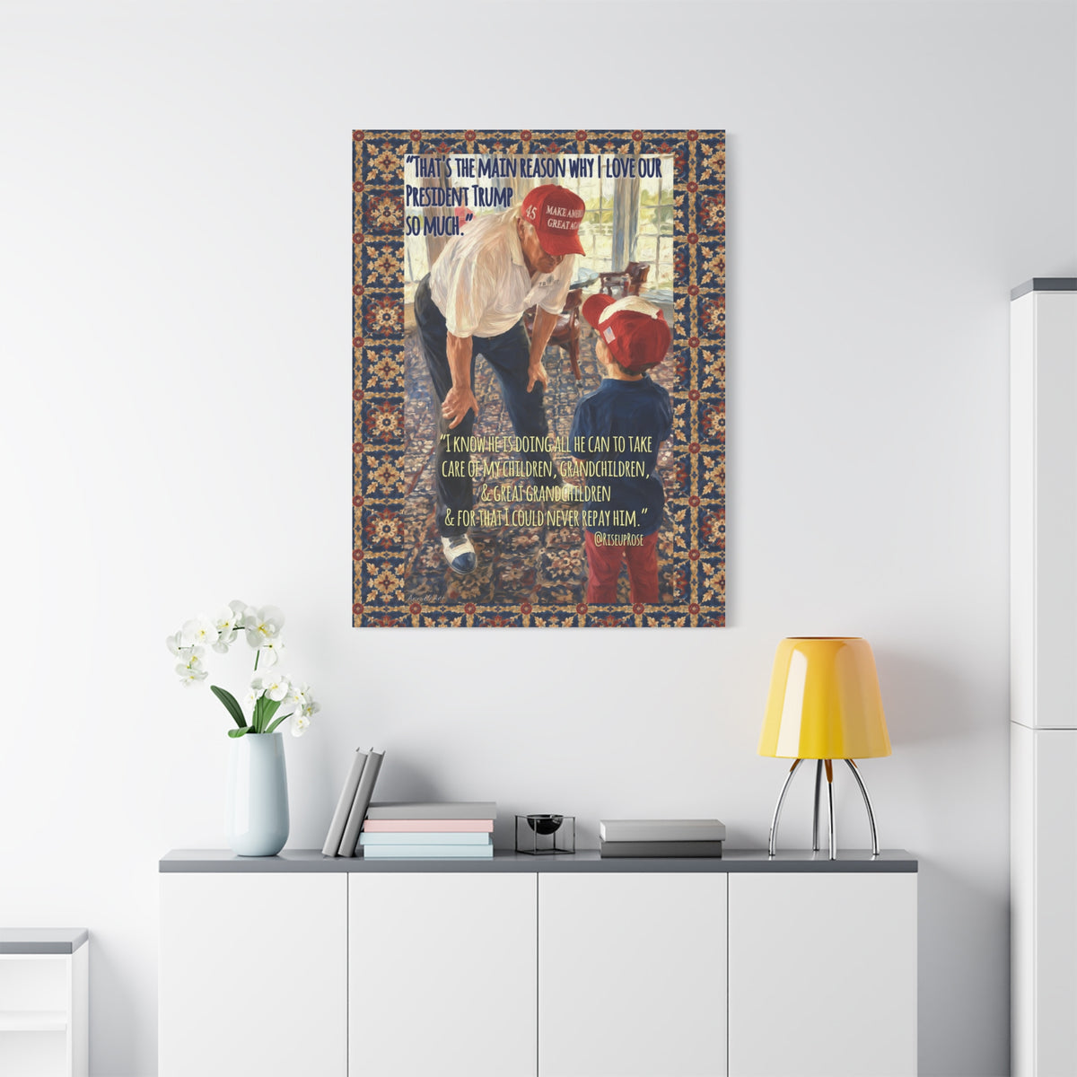Patriotic Trump Quote Matte Canvas Print — 'I Love Our President Trump So Much' Wall Art