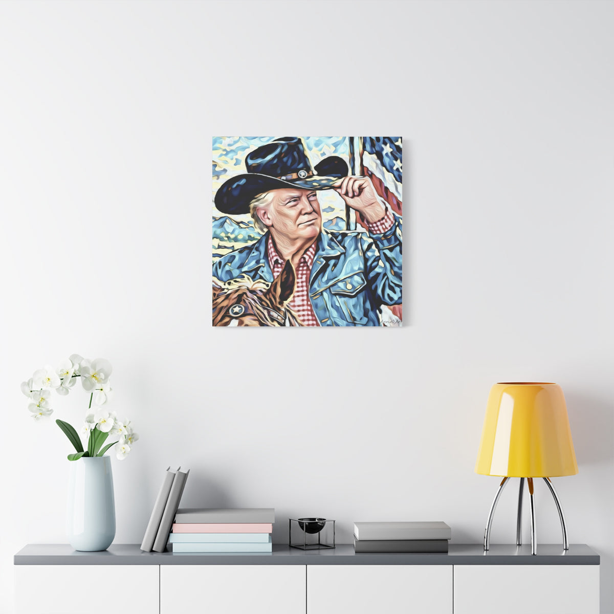 Trump Patriotic Cowboy Portrait Canvas