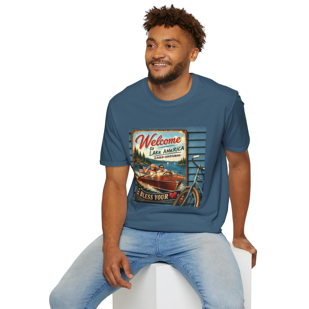 Lake America Welcome T-Shirt — Vintage Lake America Boating Vacation Tee