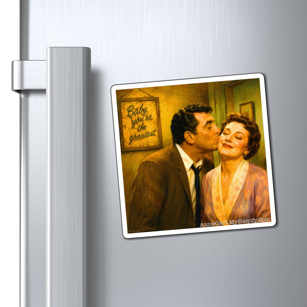 Vintage HoneyMooners Romantic Fridge Magnet – "Baby You're the Greatest" Retro Couple Art