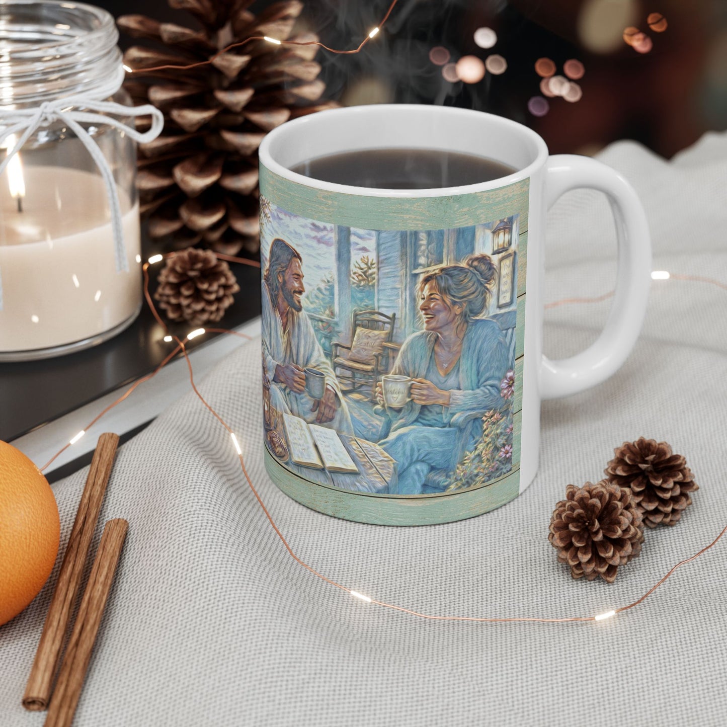 Coffee with Jesus Ceramic Mug – Inspirational Coffee Cup (11oz)