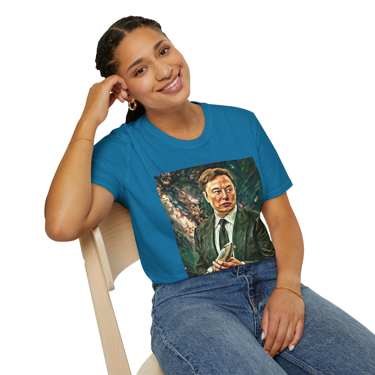 Elon Musk with Rocket— Graphic T-Shirt