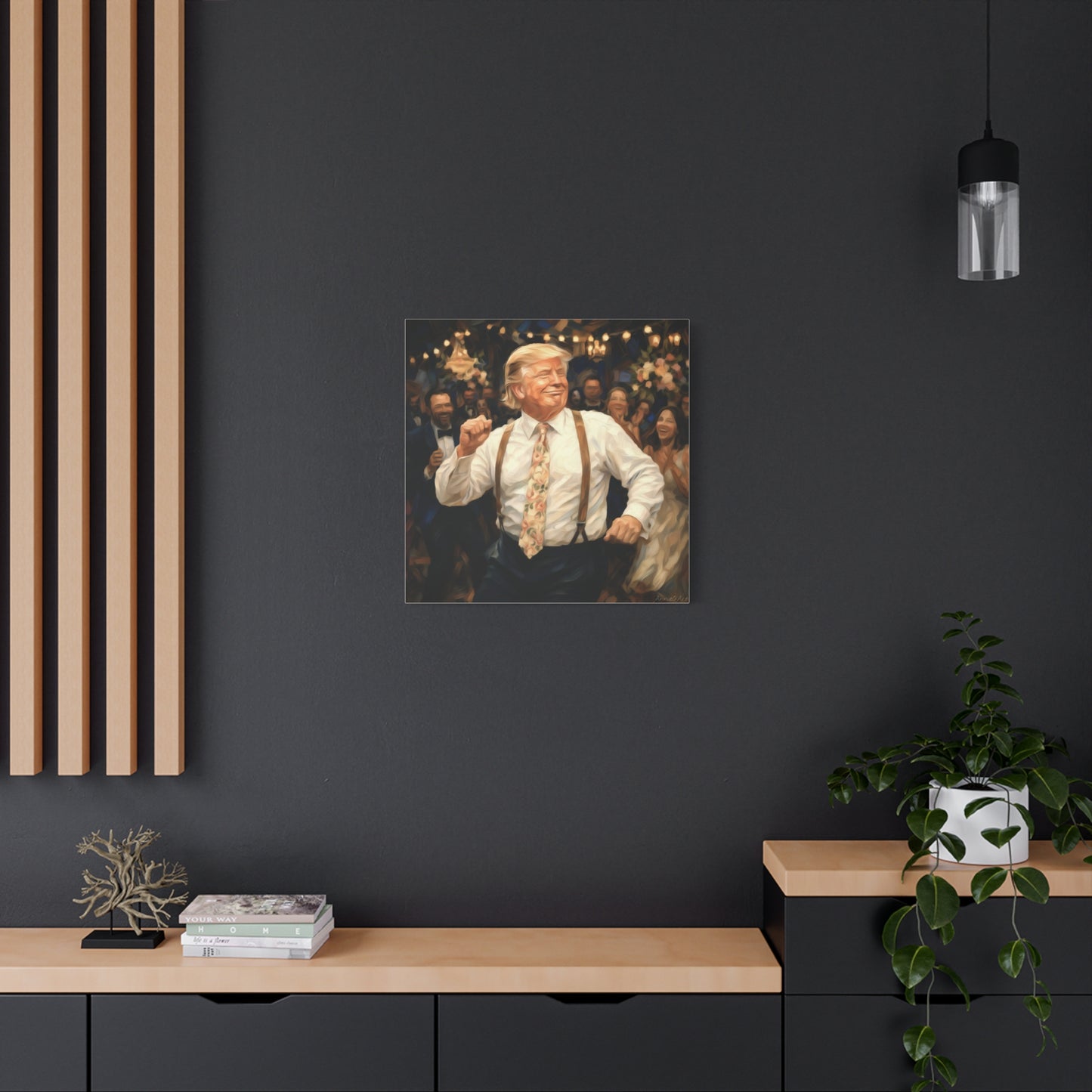 Vintage Festive Trump Dancing Canvas Wall Art