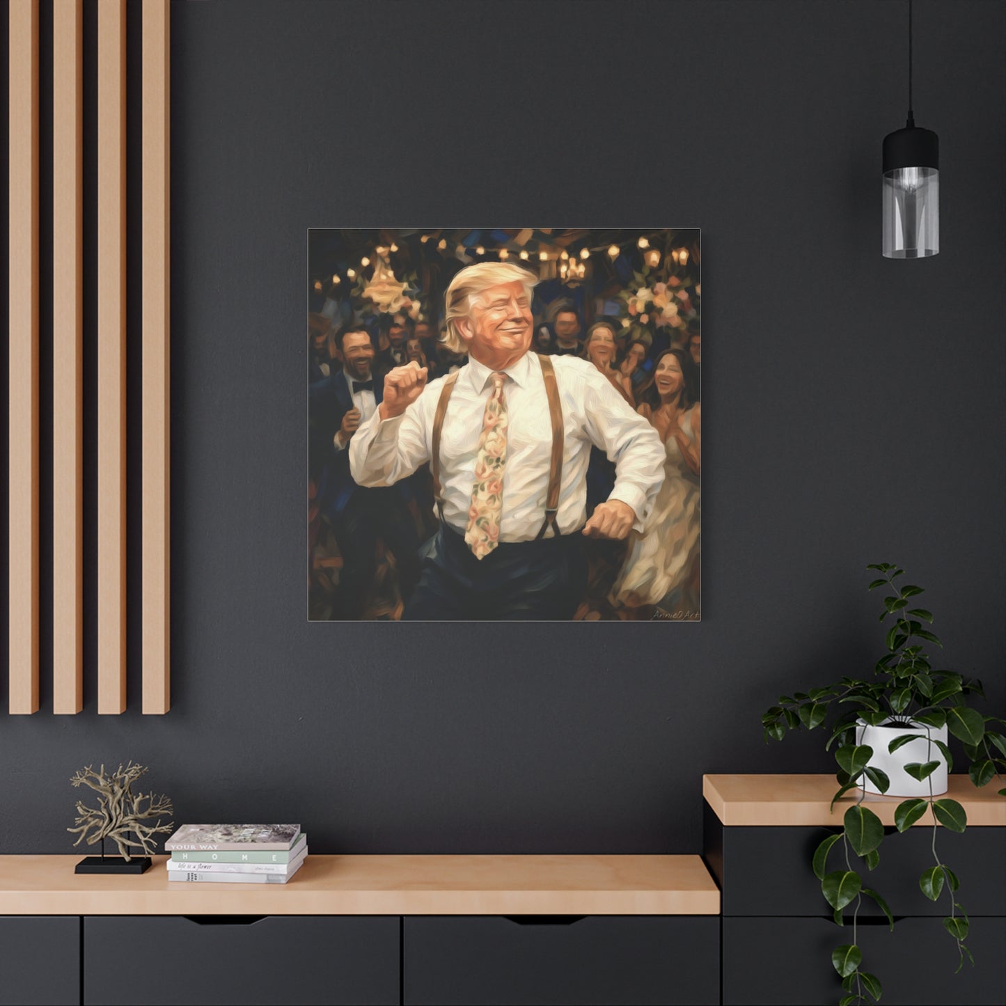 Vintage Festive Trump Dancing Canvas Wall Art
