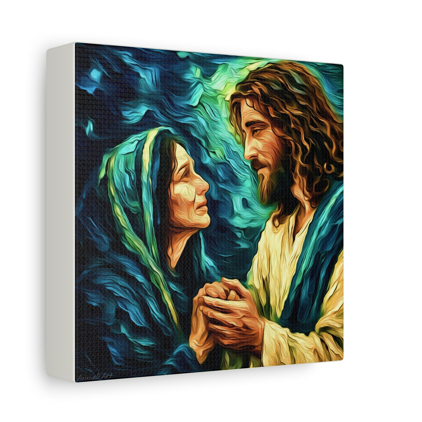Jesus Comforting Mother Mary—Matte Canvas Wall Art
