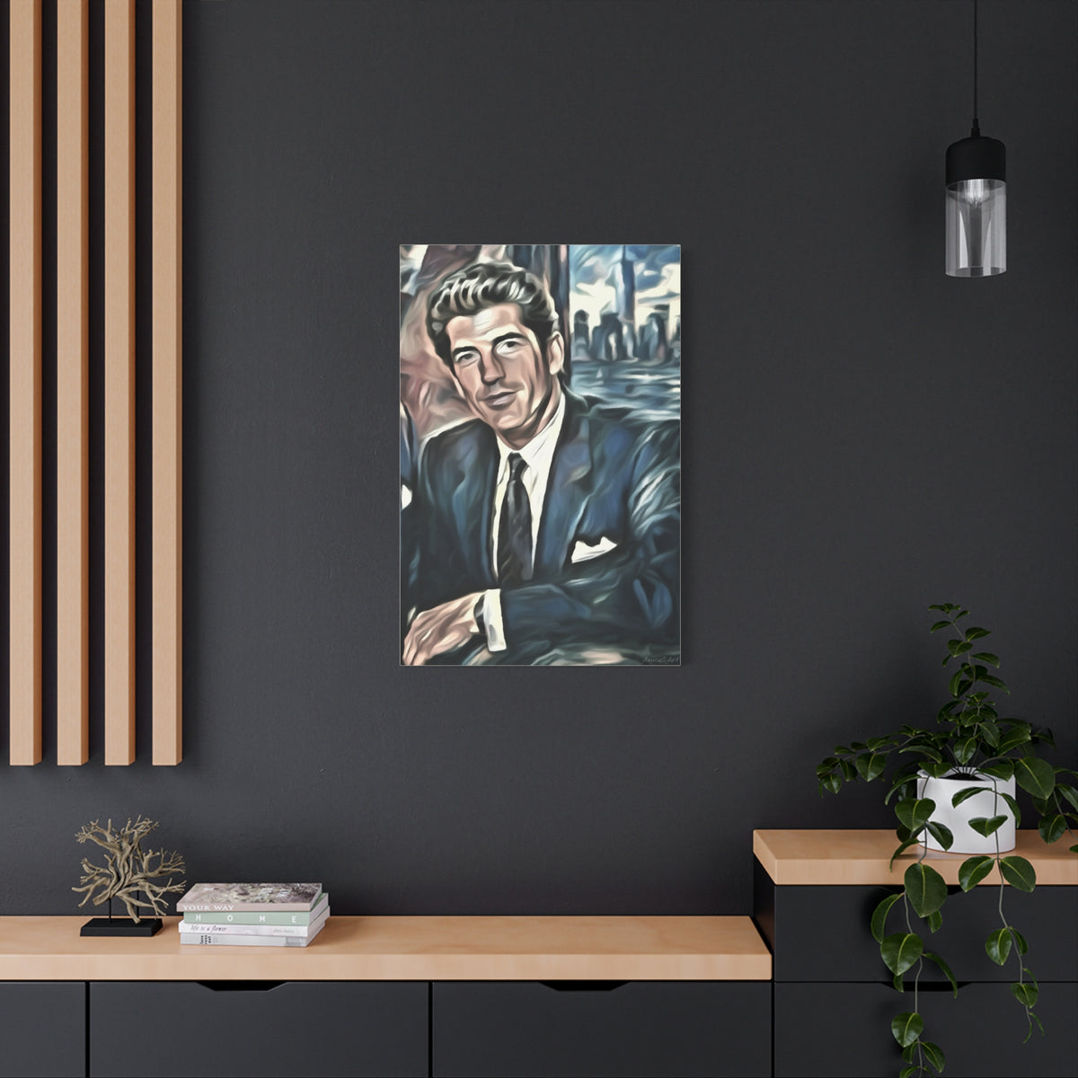 JFK Jr. Vintage Portrait Matte Canvas Wall Art