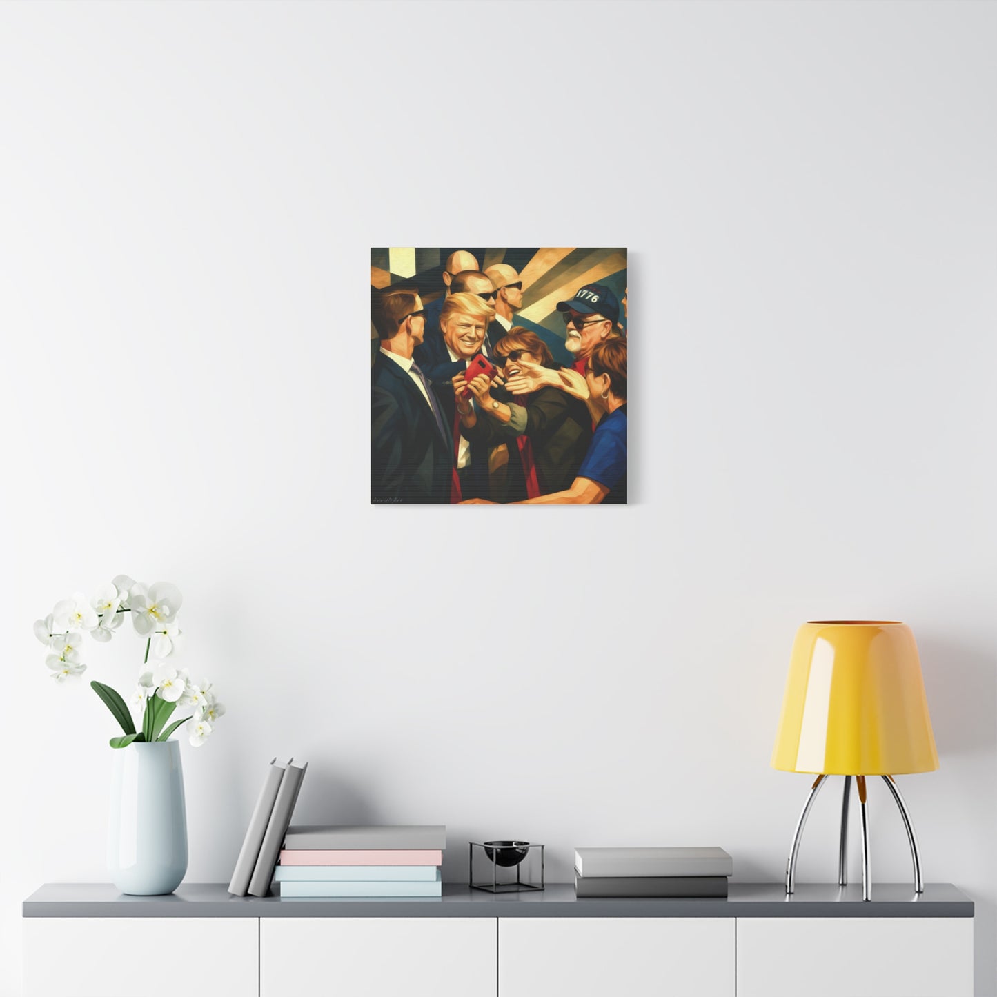 Trump Selfie with Supporters—Matte Canvas Art - Stretched 1.25"