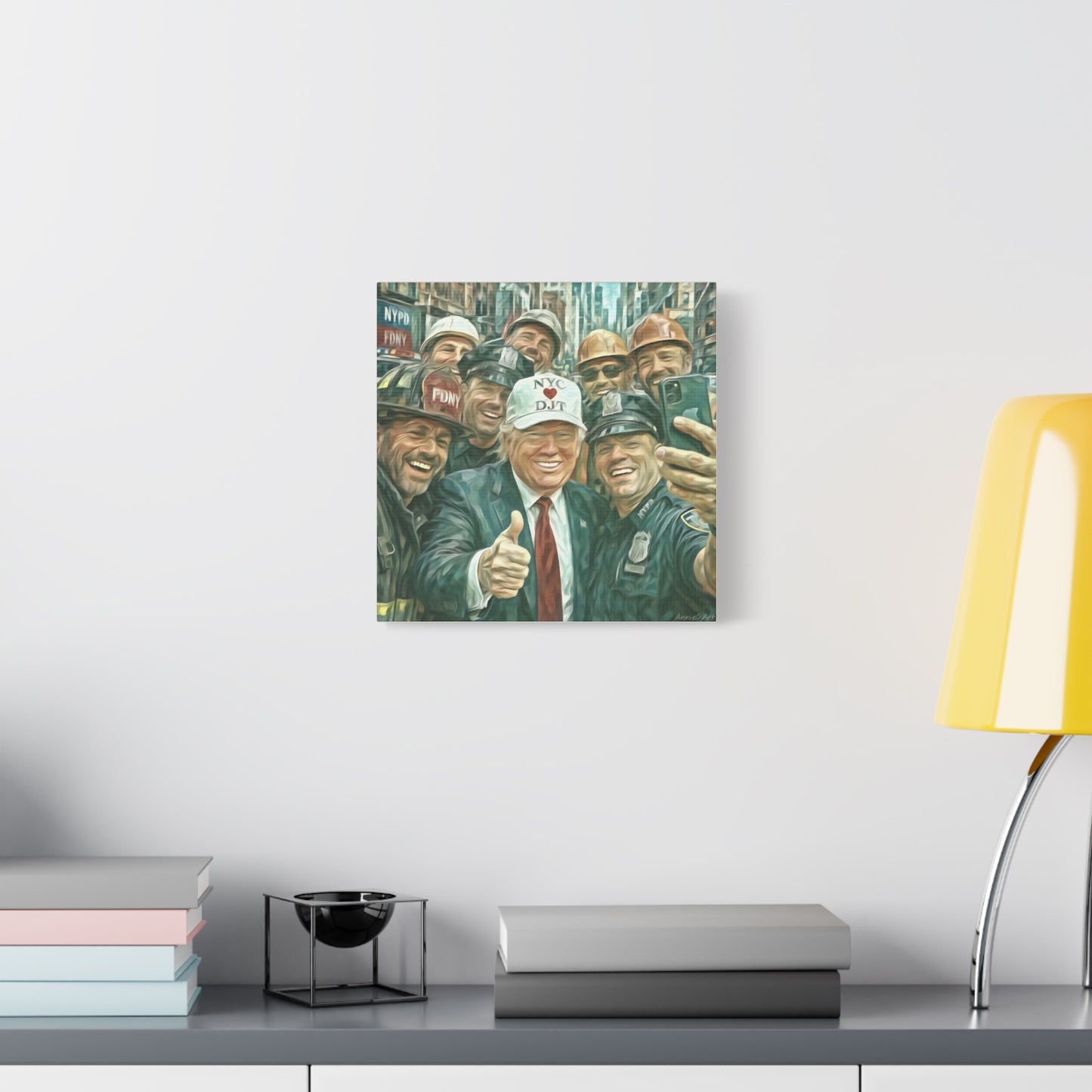 Trump ‘NYC❤️DJT’ - THE Blue-Collar-Billionaire w/ NYC Working Guys —Matte Canvas Print