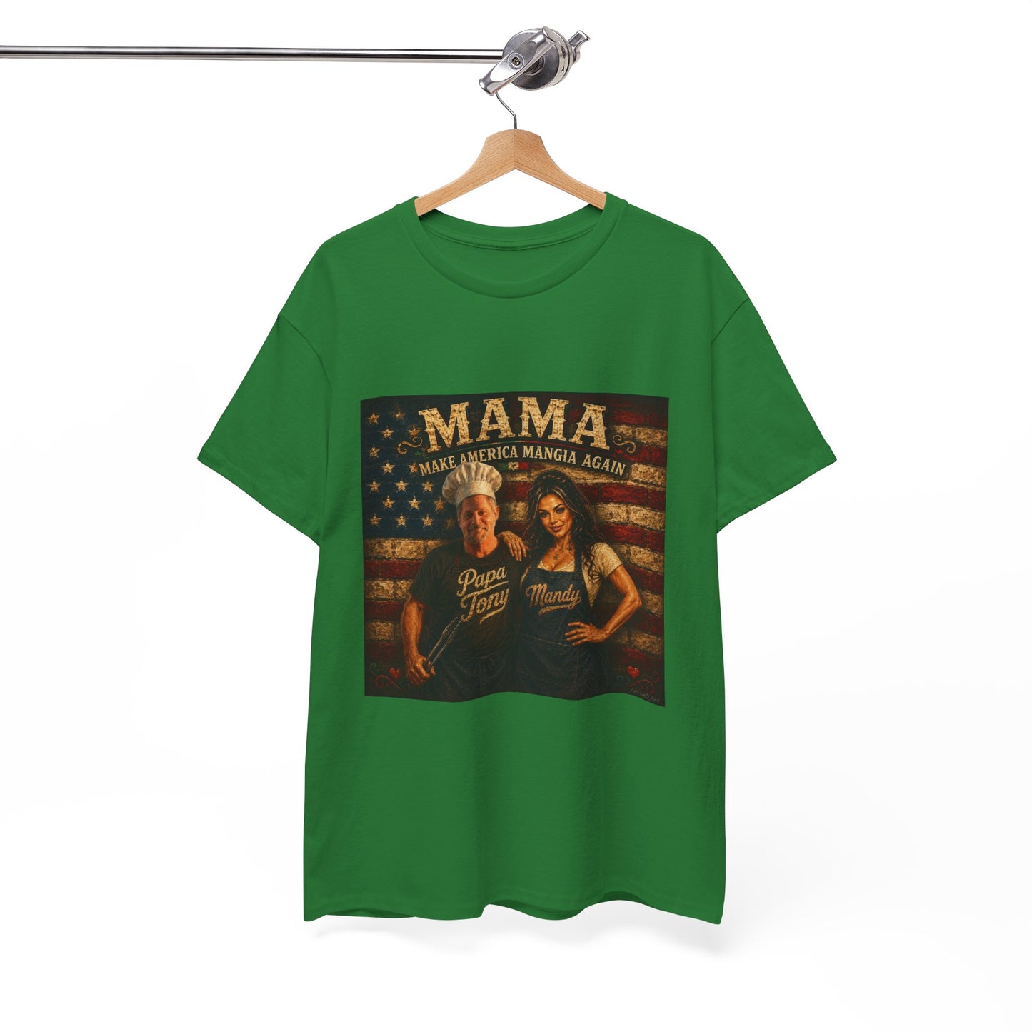 CUSTOM for MANDY—Mama Pizza Team T-Shirt — Retro American Flag Pizza Chef Graphic Tee