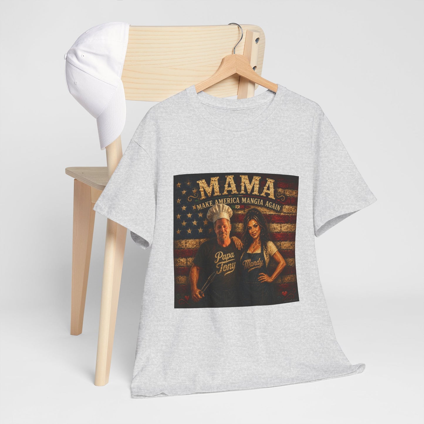 CUSTOM for MANDY—Mama Pizza Team T-Shirt — Retro American Flag Pizza Chef Graphic Tee