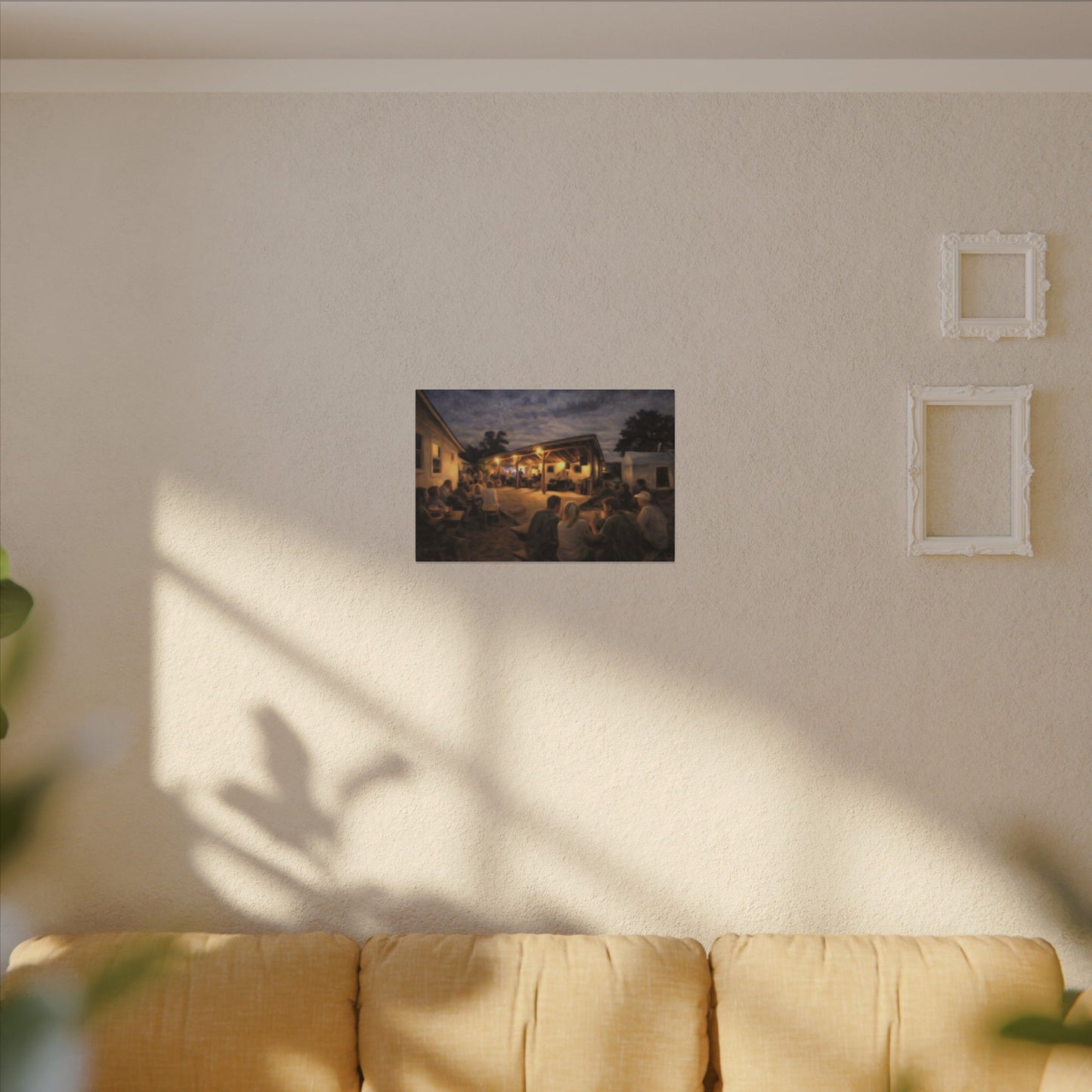 Beach Bungalows—Night Under the Stars—Stretched Matte Canvas