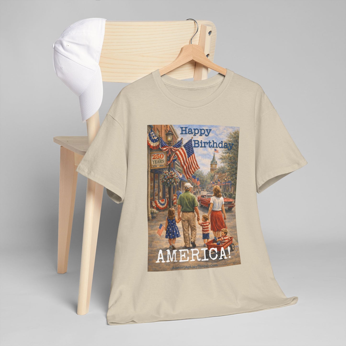 250th Patriotic "Happy Birthday America!" T-Shirt — Vintage Fourth of July Tee