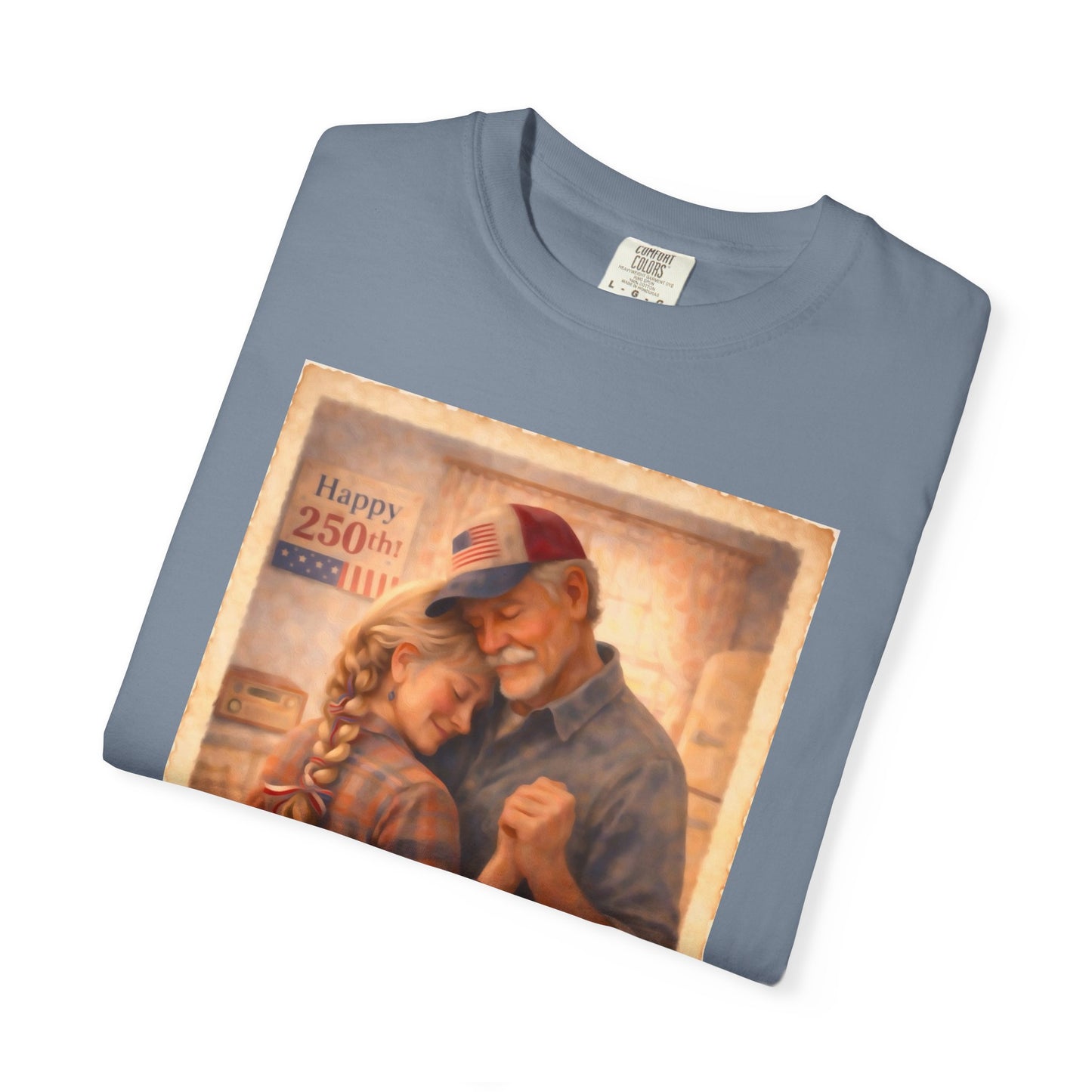 250th America Vintage Couples T-Shirt — Patriotic Romance Graphic Tee