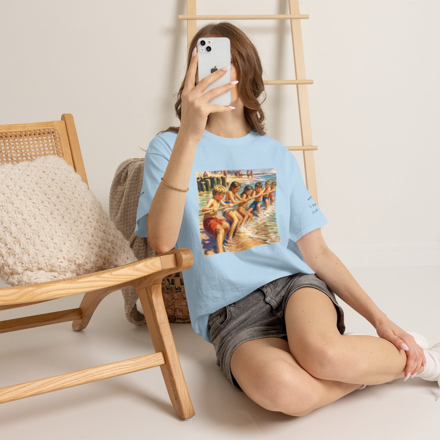 HoneySuckle Lodge Vintage Beach T-Shirt — "50+ years of fun in the sun" Retro Kids on Shore Design