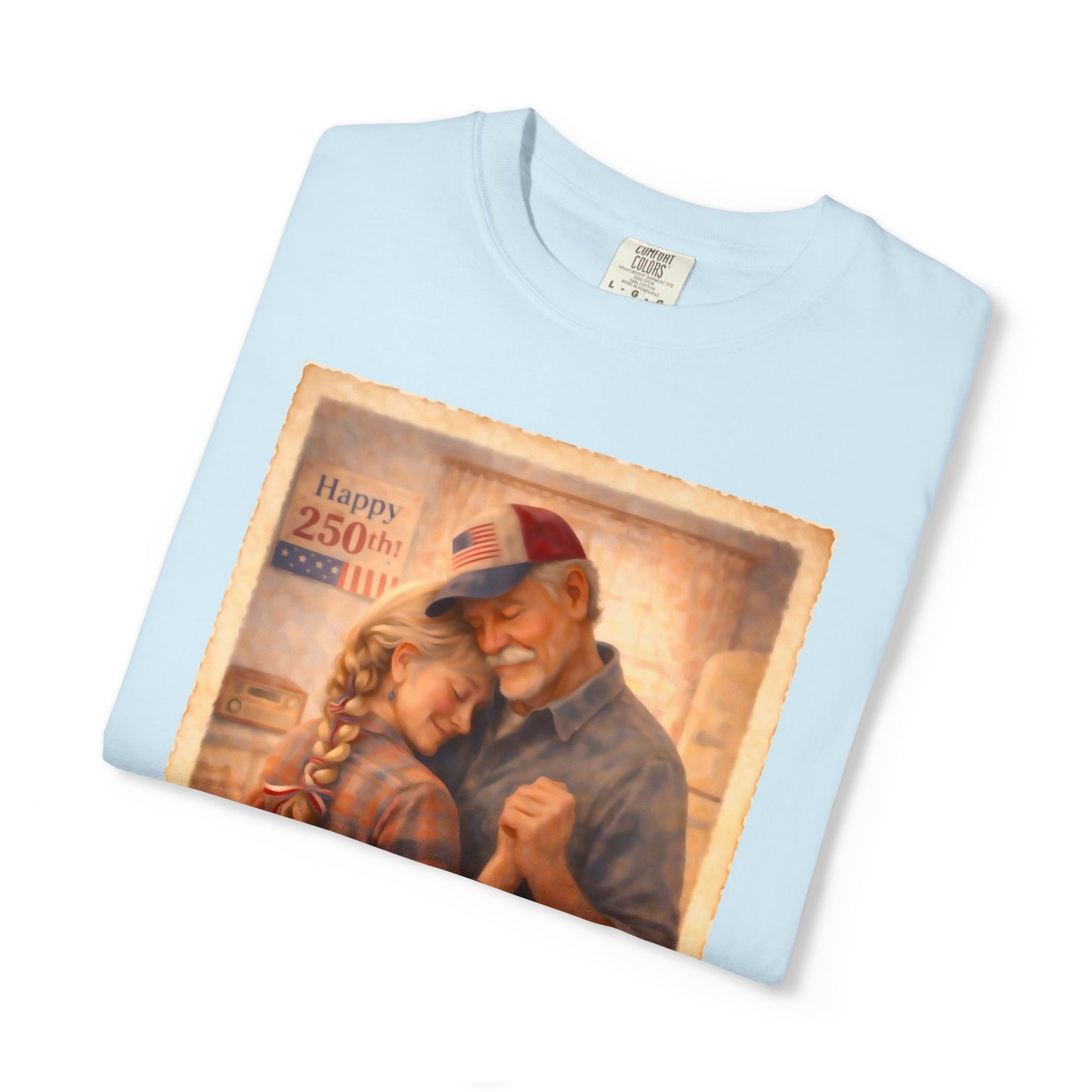 250th America Vintage Couples T-Shirt — Patriotic Romance Graphic Tee