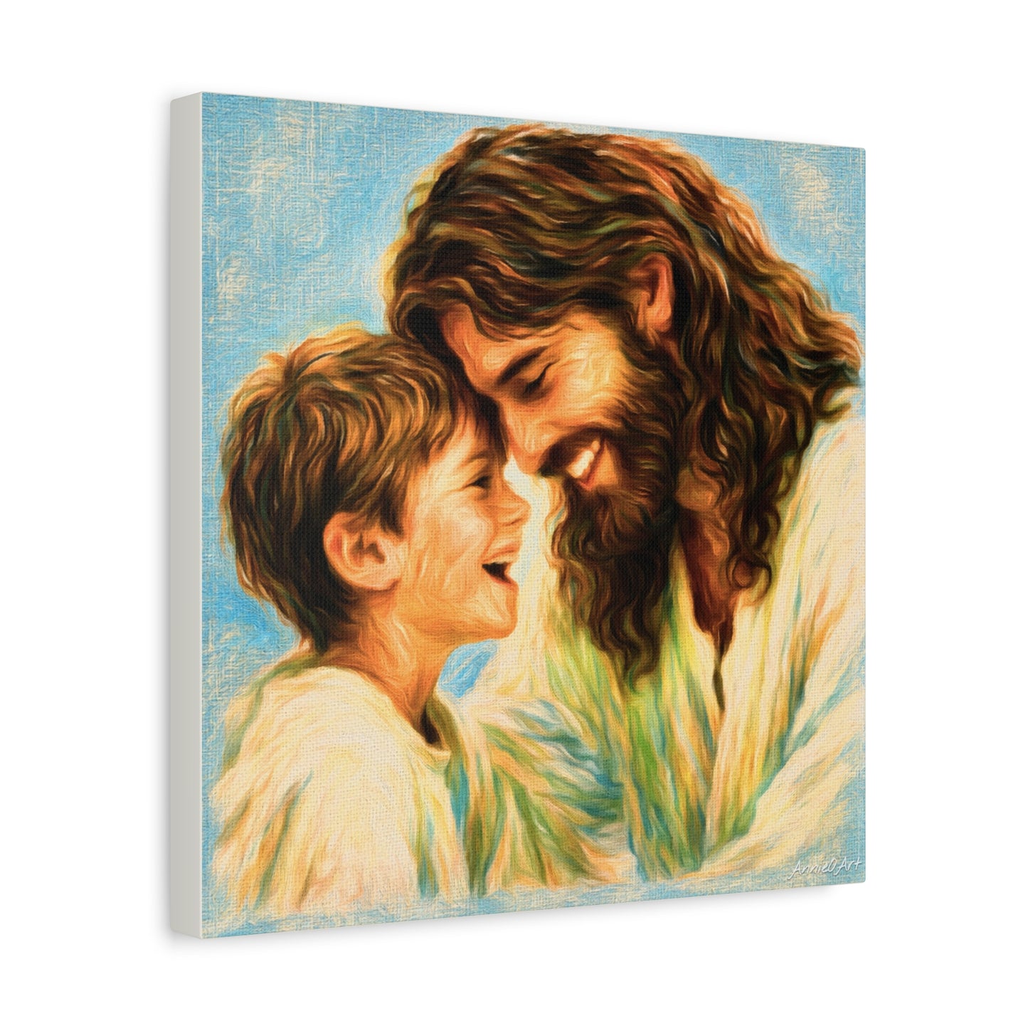 Smiling Jesus and Child Matte Canvas Wall Art