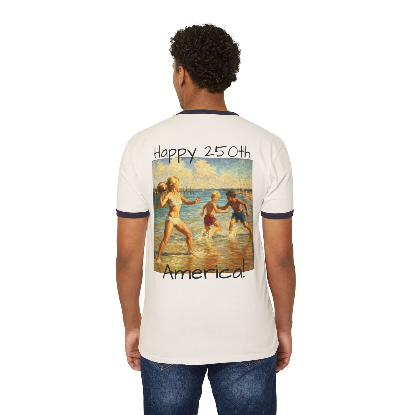 ‘Hold Your Form’ -250th America Vintage Beach Ringer Font & Back Design T-Shirt