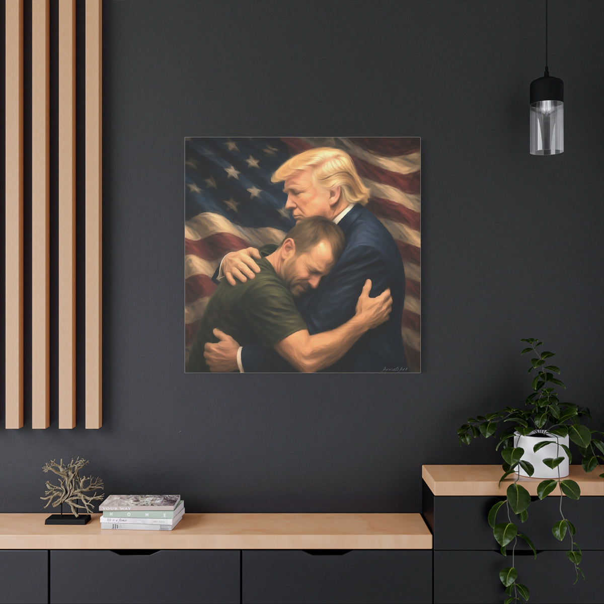 Trump Hug ‘THE LOVE GOES BOTH WAYS’ Canvas Print — Wall Art