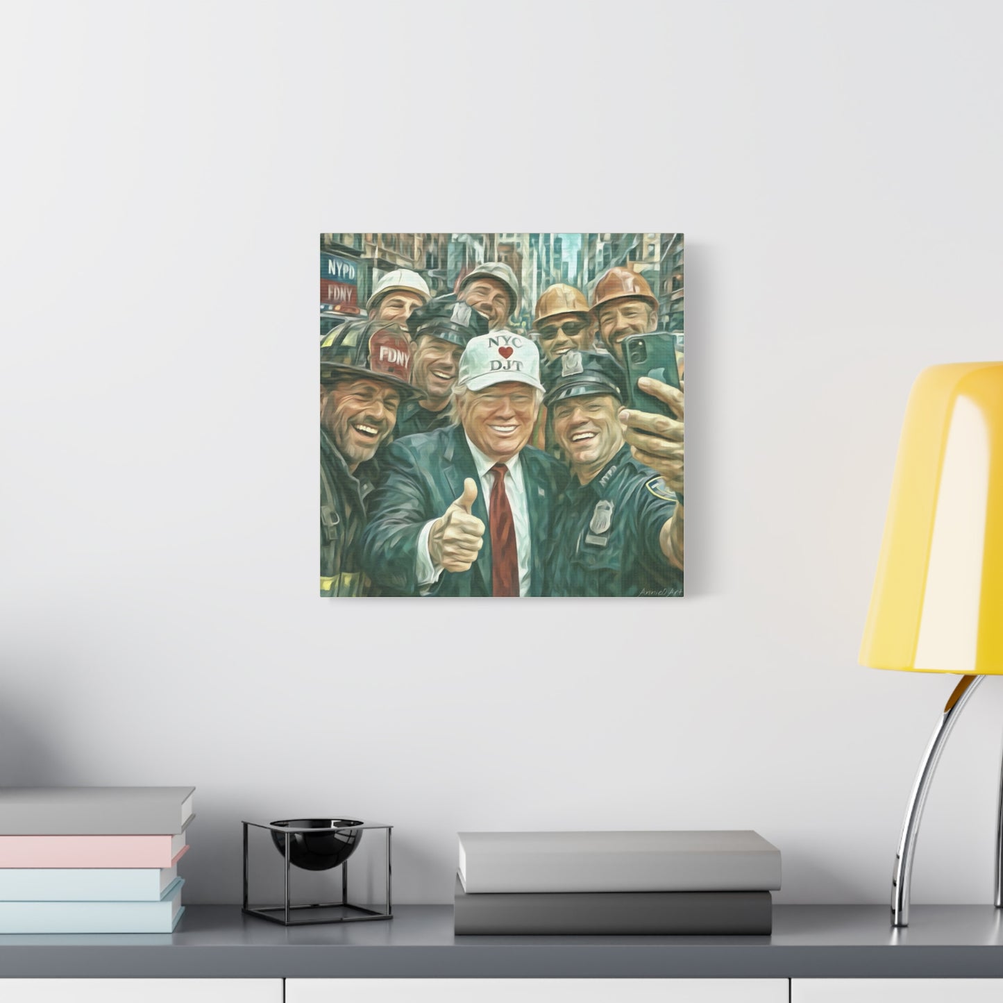 Trump ‘NYC❤️DJT’ - THE Blue-Collar-Billionaire w/ NYC Working Guys —Matte Canvas Print