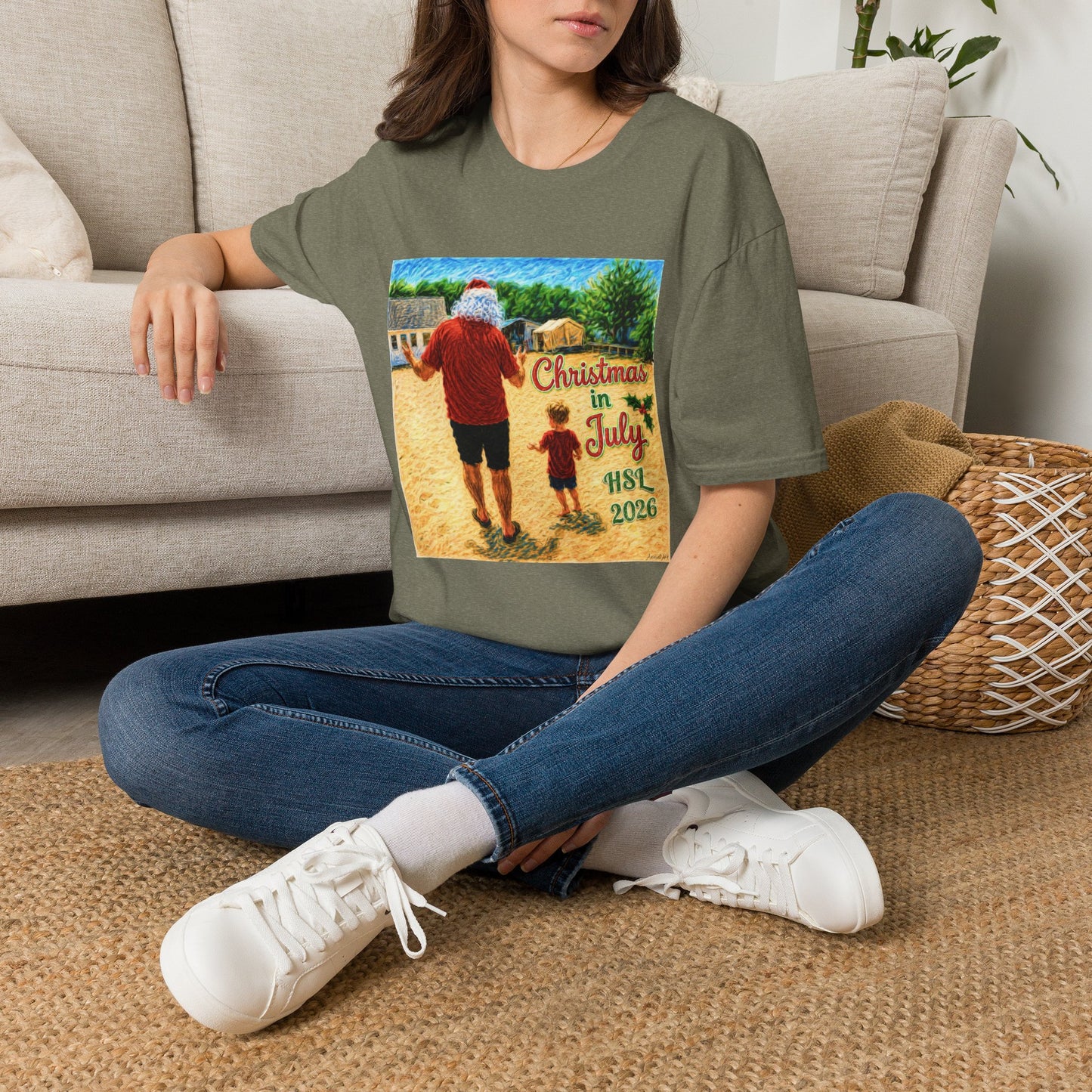 T-Shirt — Christmas in July Santa Beach Graphic Tee